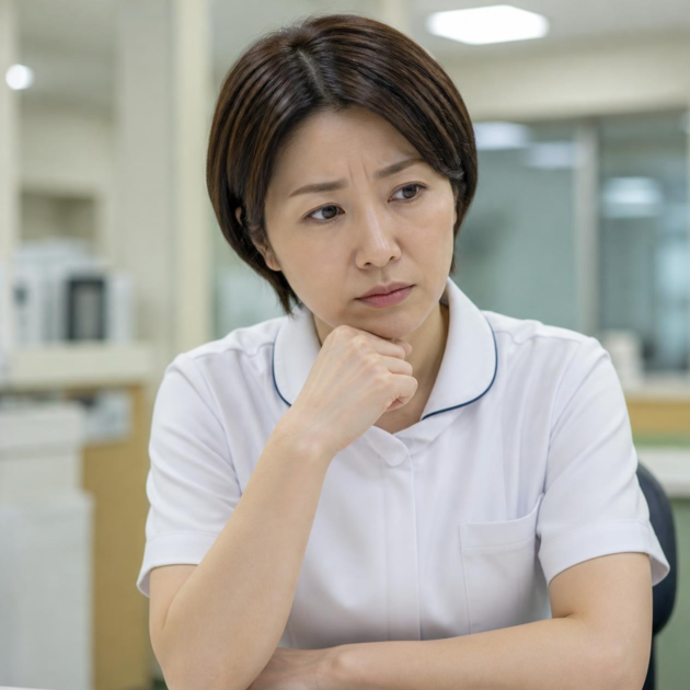 他部署からの指摘に悩む看護師長の様子