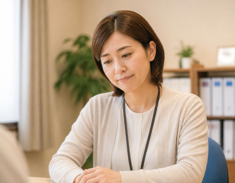 失敗に落ち込みながらも納得しているケアマネジャー